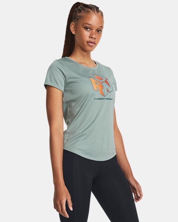 Women's UA Speed Stride Graphic Short Sleeve in Gray image number 0